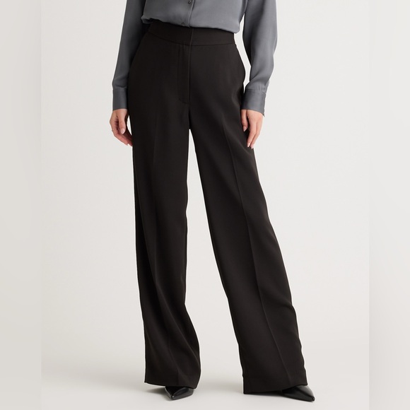 Quince Stretch Crepe Classic Trouser Pants Black NWT Size 4 30" Inseam - Picture 2 of 12